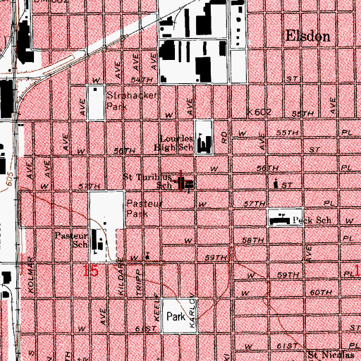 Topographic Map of Saint Turibius School, IL