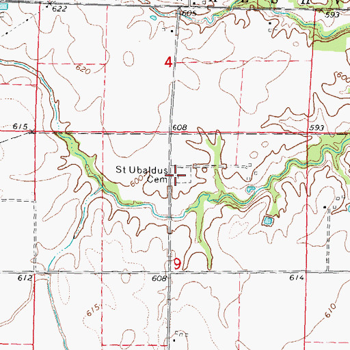 Topographic Map of Saint Ubaldus Cemetery, IL