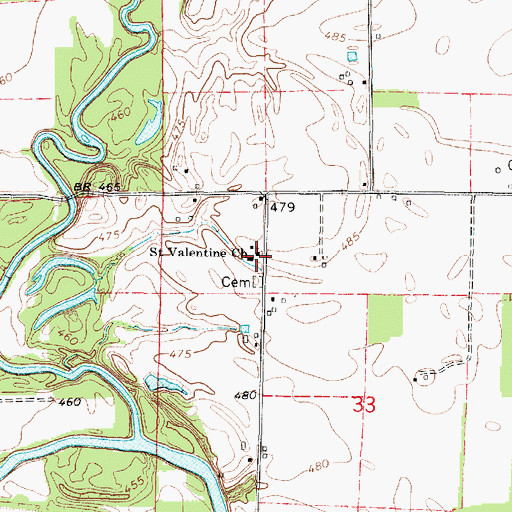 Topographic Map of Saint Valentine Church, IL