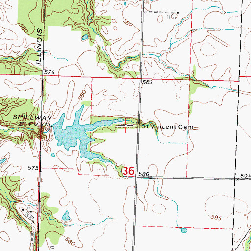 Topographic Map of Saint Vincent Cemetery, IL