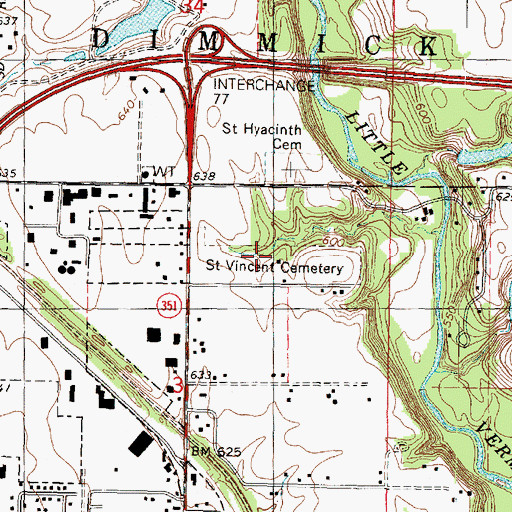 Topographic Map of Saint Vincent Cemetery, IL