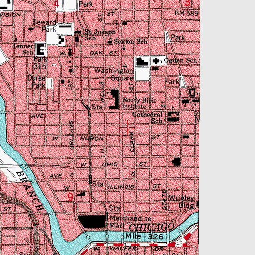 Topographic Map of Saint Vincents Hospital, IL