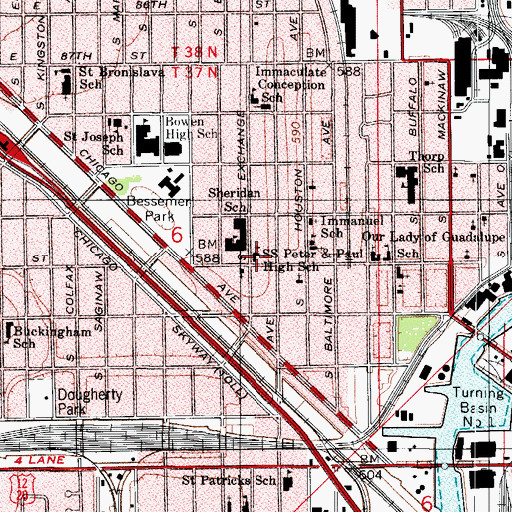 Topographic Map of Saints Peter and Paul High School, IL