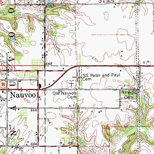 Topographic Map of Saints Peter and Paul Cemetery, IL