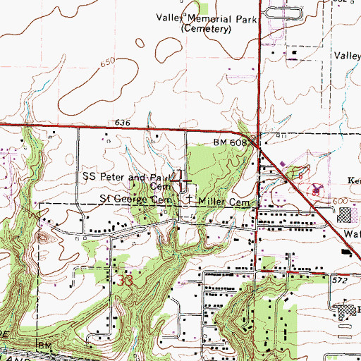 Topographic Map of Saints Peter and Paul Cemetery, IL
