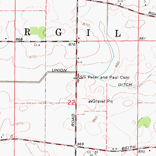 Topographic Map of Saints Peter and Paul's Catholic Cemetery, IL