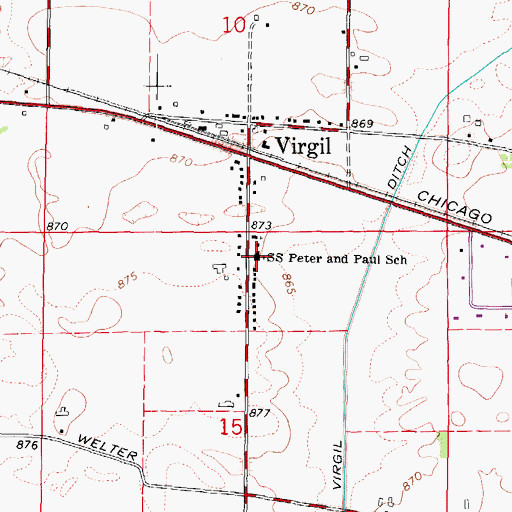 Topographic Map of Saints Peter and Paul School, IL