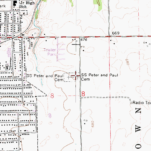 Topographic Map of Saints Peter and Paul Cemetery, IL