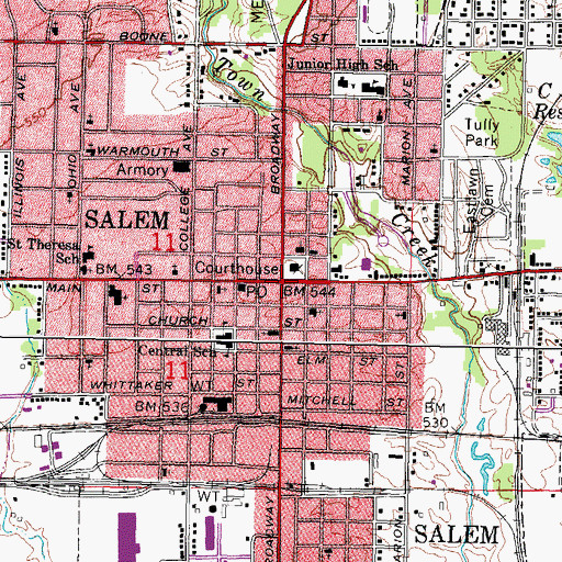 Topographic Map of Salem, IL