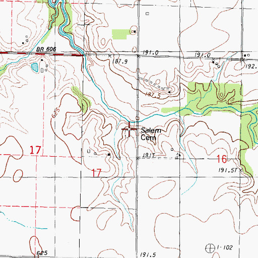 Topographic Map of Ludwig Cemetery, IL