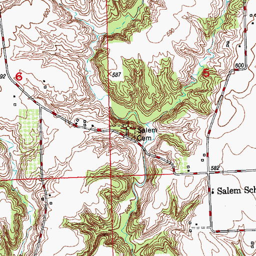 Topographic Map of Salem Cemetery, IL