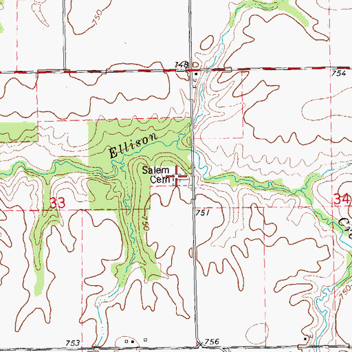 Topographic Map of Salem Cemetery, IL