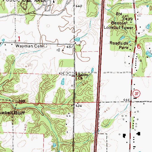 Topographic Map of Salem Church, IL