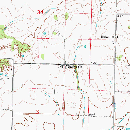 Topographic Map of Salem Church, IL