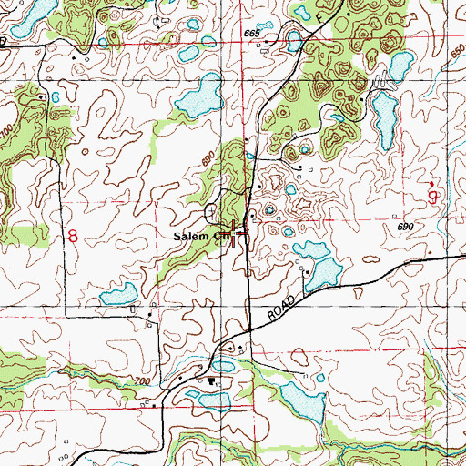 Topographic Map of Salem Church, IL