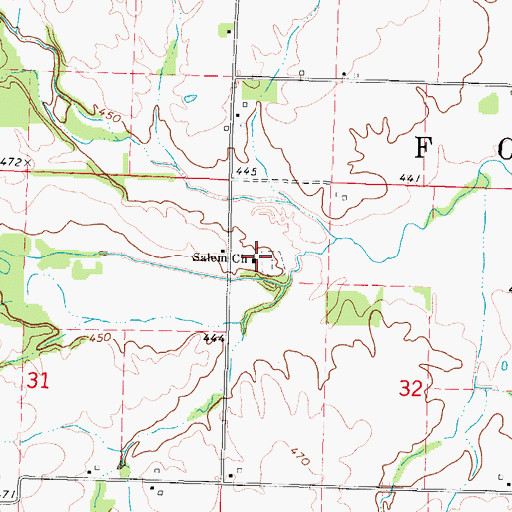 Topographic Map of Salem Church, IL