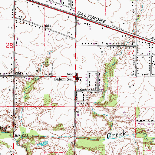 Topographic Map of Salem Elementary School, IL