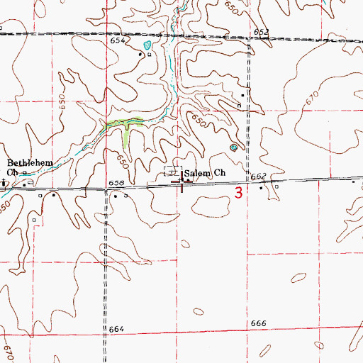 Topographic Map of Salem Church, IL