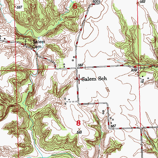 Topographic Map of Salem School (historical), IL