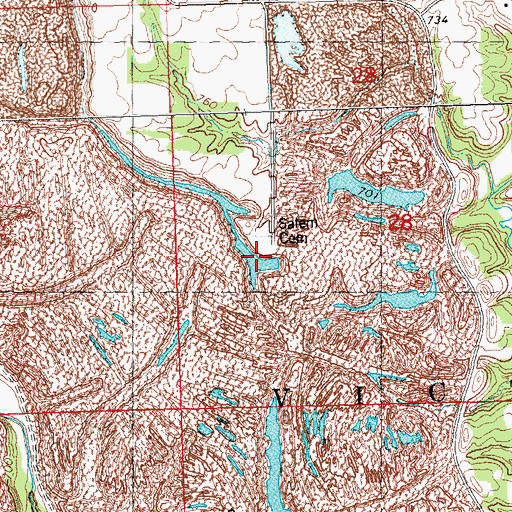 Topographic Map of Salem School (historical), IL