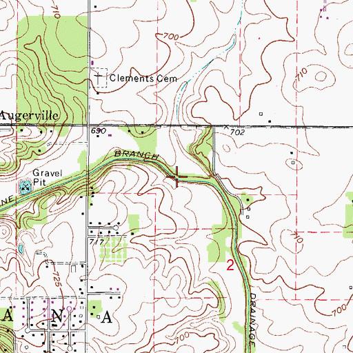 Topographic Map of Saline Branch Drainage Ditch, IL