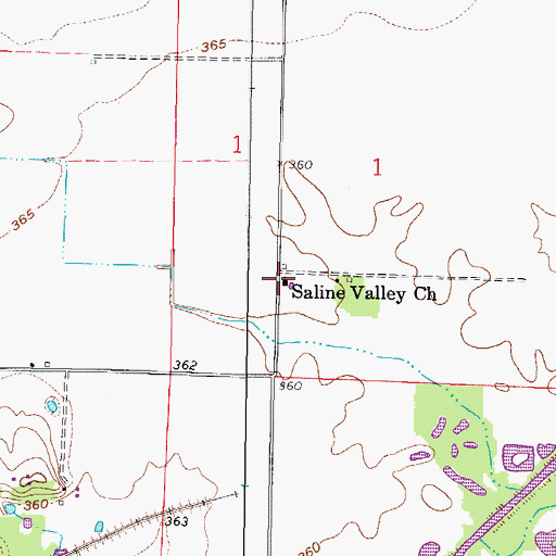 Topographic Map of Saline Valley Church, IL
