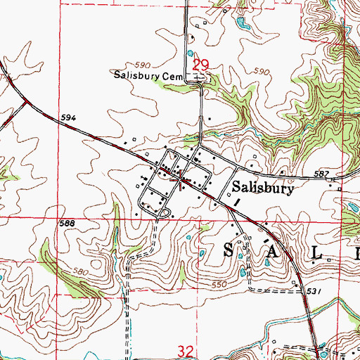 Topographic Map of Salisbury, IL