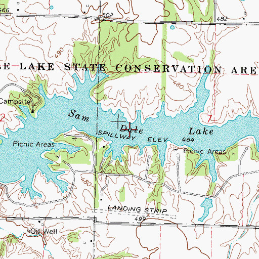 Topographic Map of Sam Dale Lake, IL