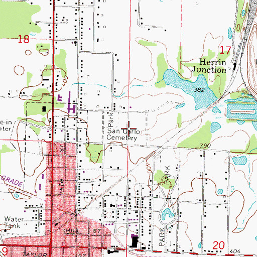 Topographic Map of San Carlo Cemetery, IL