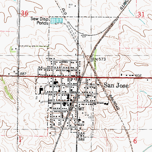 Topographic Map of San Jose, IL