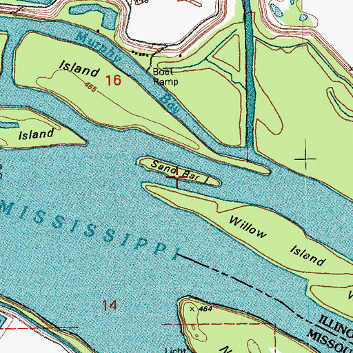 Topographic Map of Sand Bar Island, IL