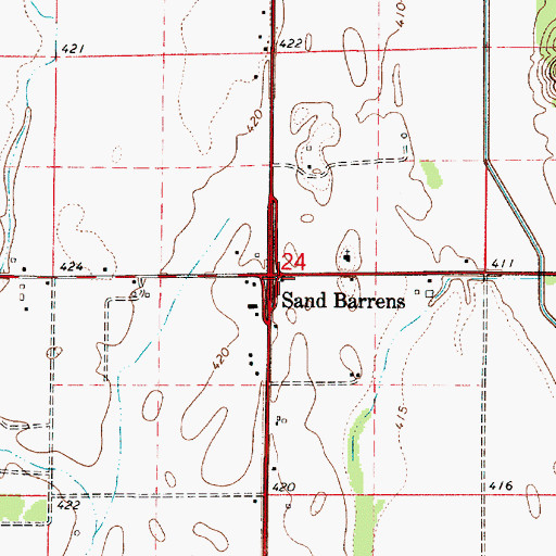 Topographic Map of Sand Barrens, IL