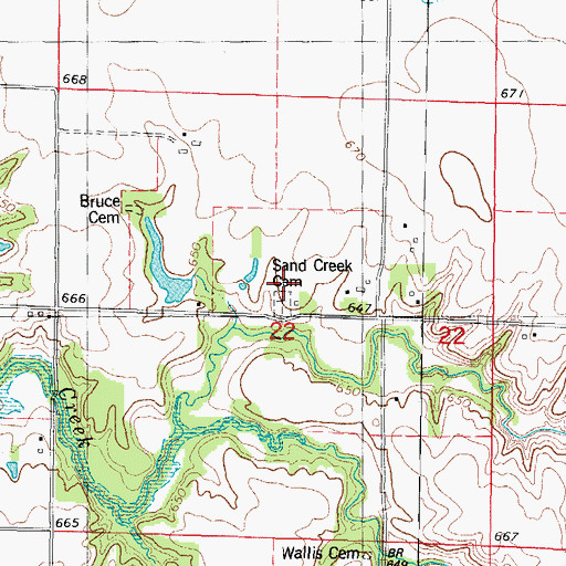 Topographic Map of Sand Creek Church (historical), IL