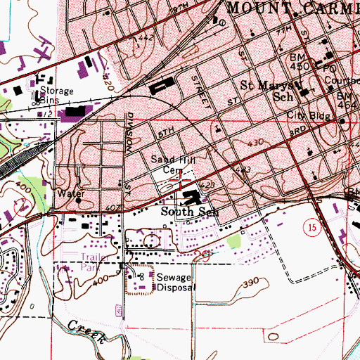 Topographic Map of Sand Hill Cemetery, IL