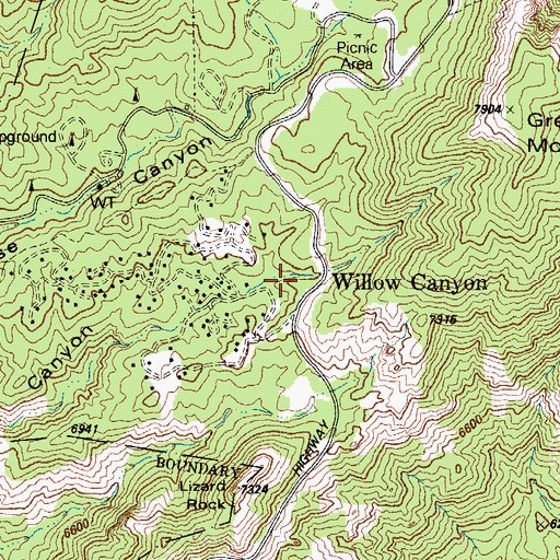 Topographic Map of Willow Canyon Recreational Homes, AZ