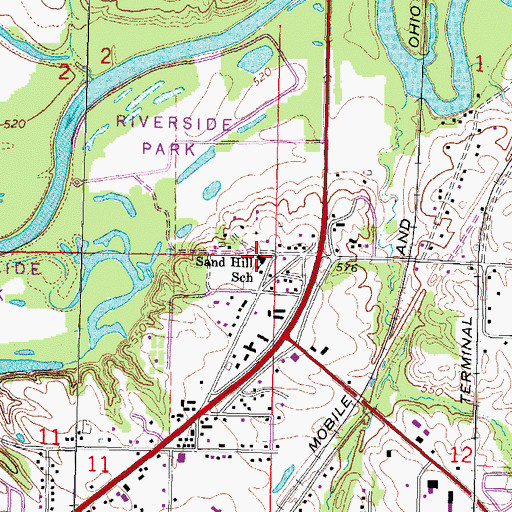 Topographic Map of Sand Hill School, IL