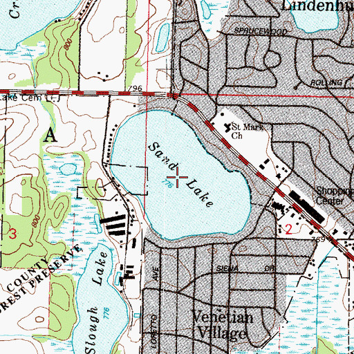 Topographic Map of Sand Lake, IL