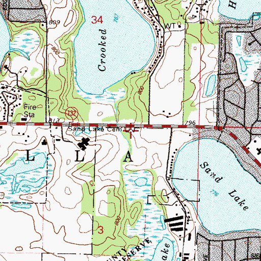 Topographic Map of Sand Lake Cemetery, IL