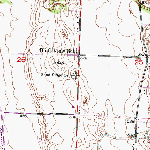 Topographic Map of Sand Ridge Cemetery, IL