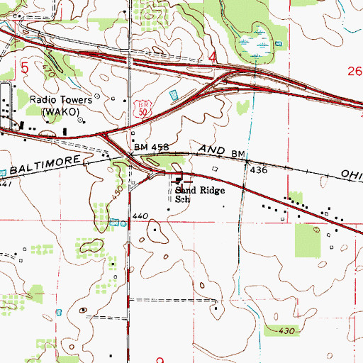 Topographic Map of Sand Ridge School, IL