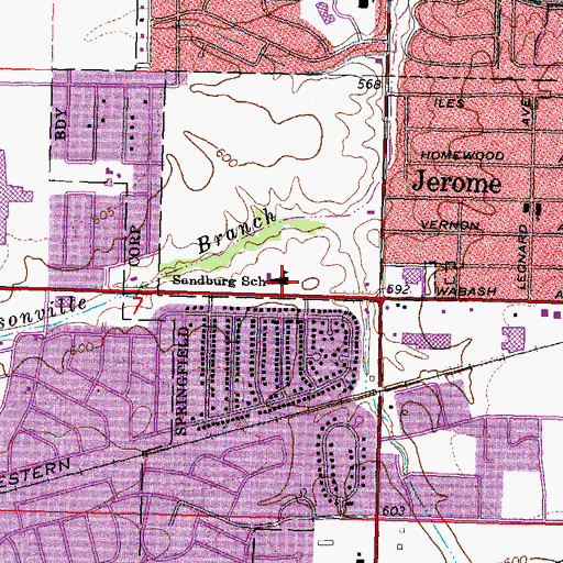 Topographic Map of Sandburg Elementary School, IL