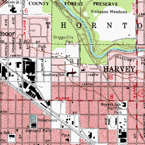 Topographic Map of Sandburg Elementary School, IL