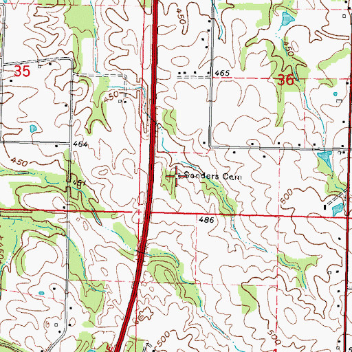 Topographic Map of Sanders Cemetery, IL