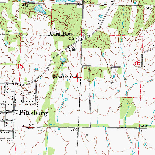 Topographic Map of Sanders Cemetery, IL