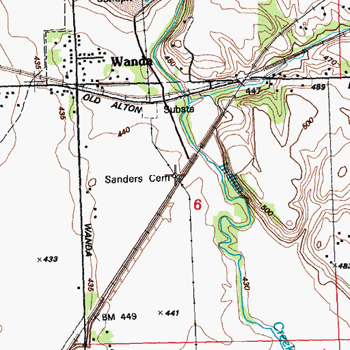 Topographic Map of Sanders Family Cemetery, IL