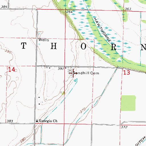 Topographic Map of Sandhill Cemetery, IL