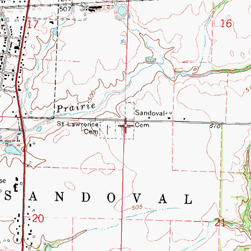 Topographic Map of Sandoval Cemetery, IL