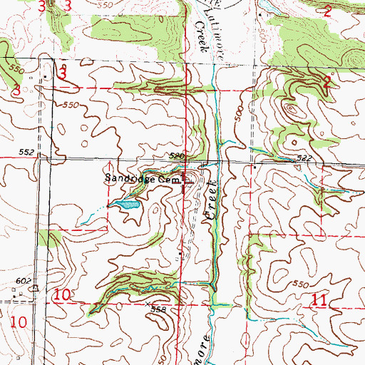 Topographic Map of Sandridge Cemetery, IL