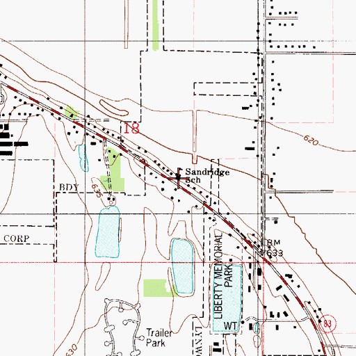 Topographic Map of Sandridge Elementary School, IL
