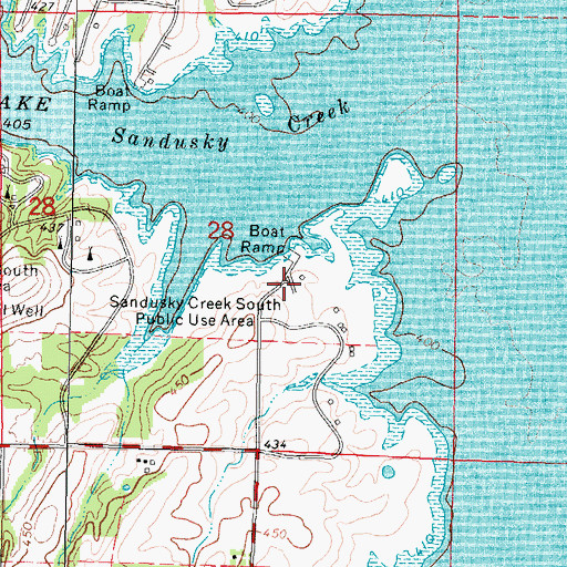 Topographic Map of Sandusky Creek South Public Use Area, IL